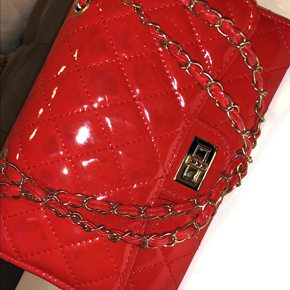 Red shoulder bag